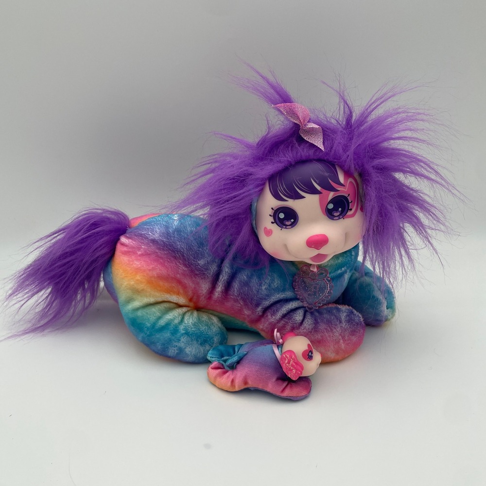 Puppy Surprise Rainbow Tie Dye Plush Mother and 1 Baby Puppy Just Play 2022